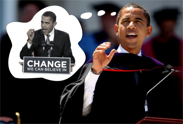 Obama urges graduates to hearken back to his campaign of 2008