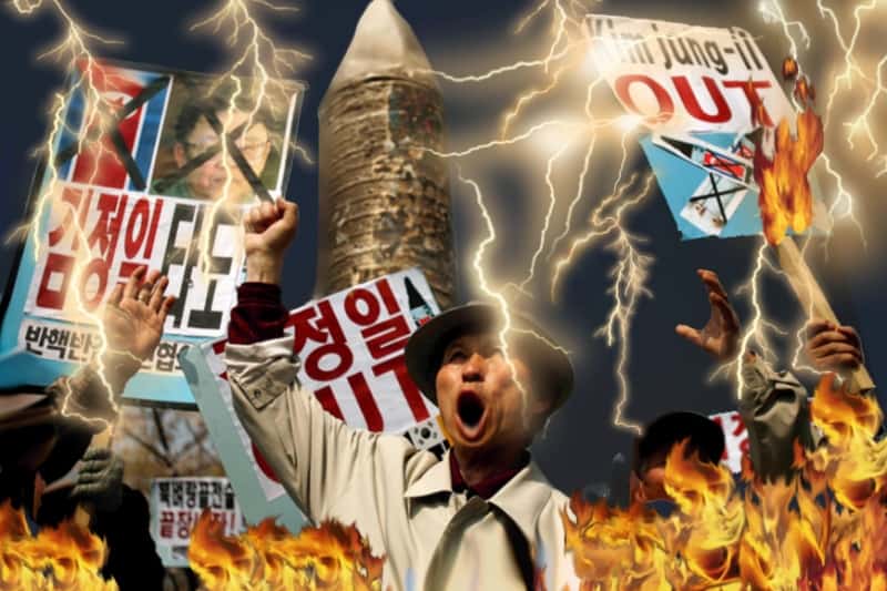 North Korean Protestors Struck by Lightning